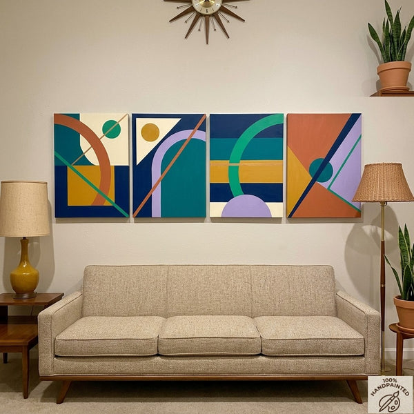 Abstract Geometric Art, Modern Paintings for Living Room, Multi Panel Wall Art Painting