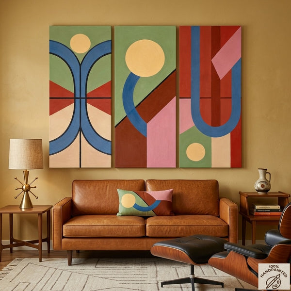 Multi Panel Canvas Art, Large Group Paintings, Geometric Abstract Paintings, Modern Paintings for Living Room
