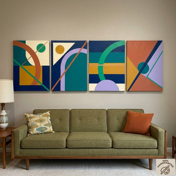Abstract Geometric Art, Modern Paintings for Living Room, Multi Panel Wall Art Painting