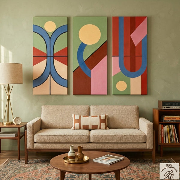 Multi Panel Canvas Art, Large Group Paintings, Geometric Abstract Paintings, Modern Paintings for Living Room
