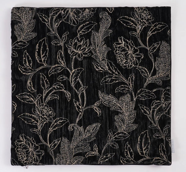 Contemporary Modern Sofa Pillows, Black Embroidery Flower Pattern Pillows for Couch, Decorative Throw Pillows for Bedroom, Large Modern Sofa Pillow for Dining Room-Paintingforhome