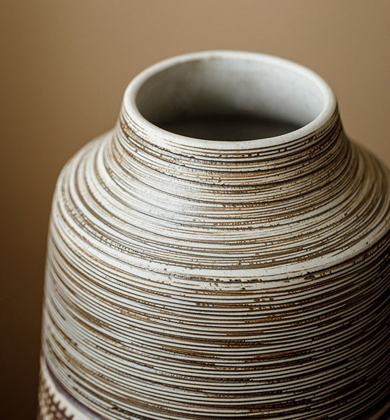 Modern Bouquet Flower Vases, Centerpiece on Dining Table, Handmade Pottery Flower Vases Urn, Water Holding Flower Vases, Large Flower Vase on Table-Paintingforhome