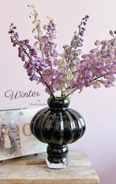 Black Glaze Vase, Contemporary Vases for Modern Home Decor, Black Glass Bud Vases, Handmade Liuli Vases, Centerpiece Vases on Table-Paintingforhome