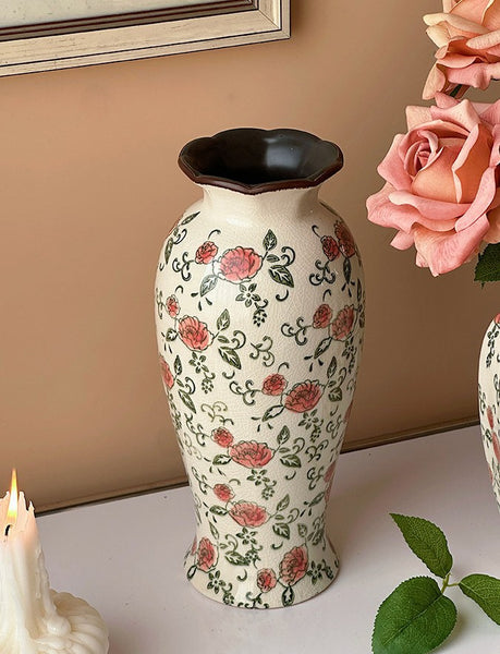 Rustic Porcelain Flower Vases, Handmade Water Holding Flower Vases, Ceramic Bouquet Vases, Tall Flower Vases on Table-Paintingforhome