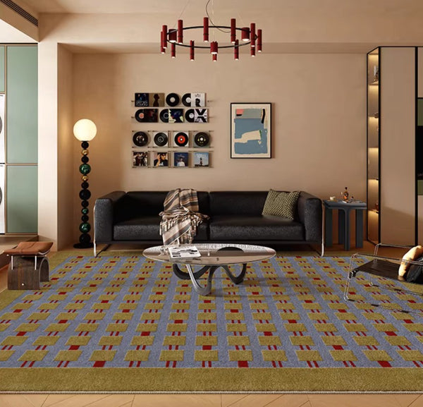 Mid Century Modern Rugs for Living Room, Vintage Area Rugs for Bedroom, Large Contemporary Area Rugs for Dining Room-Paintingforhome