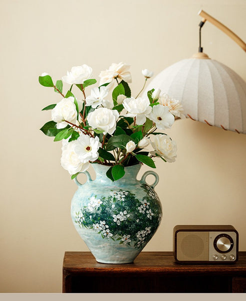 Large Flower Vases on Table, Modern Pottery Flower Vases, Centerpiece on Dining Table, Handmade Water Holding Flower Vases, Pottery Bud Vases-Paintingforhome