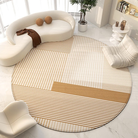 Large Modern Rugs for Living Room, Contemporary Modern Area Rugs for Bedroom, Geometric Round Rugs for Dining Room, Circular Modern Rugs under Chairs-Paintingforhome