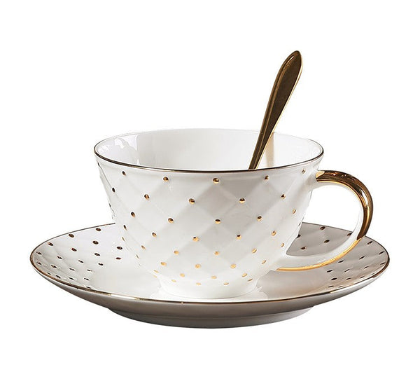Elegant Ceramic Tea Cups, 6.8 oz Tea Cup and Saucer in Gift Box as Birthday Gift, Beautiful British Tea Cups, Creative Porcelain Tea Cup Set-Paintingforhome