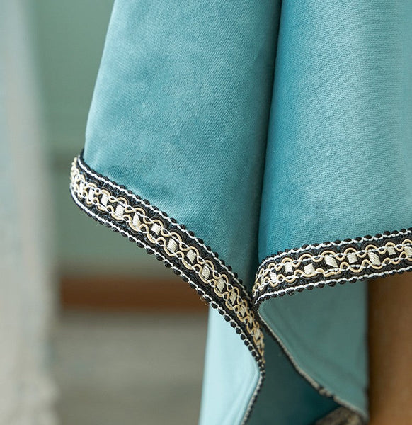 Ramie Velvet Rectangle Tablecloth for Home Decoration, Blue Square Tablecloth for Round Table, Modern Blue Table Cloth for Dining Room Table-Paintingforhome