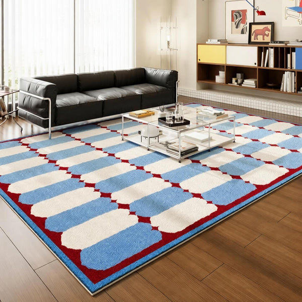 Mid Century Modern Rugs, Contemporary Modern Rugs for Dining Room, Bedroom Modern Floor Carpet, Blue Modern Rug Designs, Living Room Rug Ideas-Paintingforhome