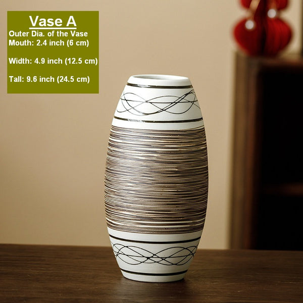 Large Flower Vase on Table, Modern Bouquet Flower Vases, Centerpiece on Dining Table, Handmade Pottery Flower Vases Urn, Water Holding Flower Vases-Paintingforhome