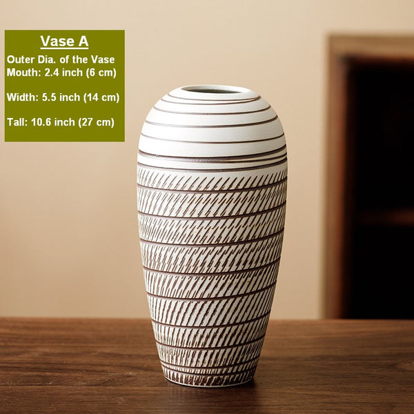 Modern Bouquet Flower Vases, Centerpiece on Dining Table, Large Flower Vase on Table, Handmade Pottery Flower Vases Urn, Water Holding Flower Vases-Paintingforhome