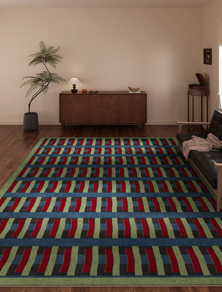 Colorful Absract Rugs for Bedroom, Minimalist Geometric Rugs for Living Room, Mid Century Modern Rugs, Contemporary Modern Rugs for Living Room-Paintingforhome