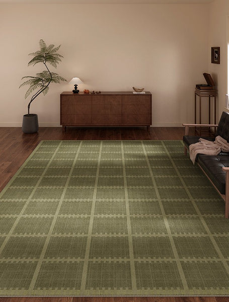 Contemporary Modern Rugs for Living Room, Minimalist Geometric Rugs for Living Room, Mid Century Modern Rugs, Green Absract Rugs for Bedroom-Paintingforhome