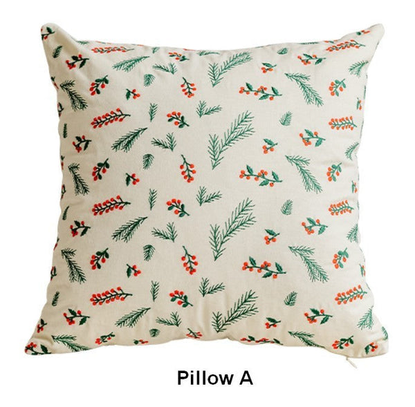 Decorative Pillows for Couch, Farmhouse Decorative Pillows for Sofa, Embroider Flower Cotton Pillow Covers, Spring Flower Decorative Pillows for Bedroom-Paintingforhome