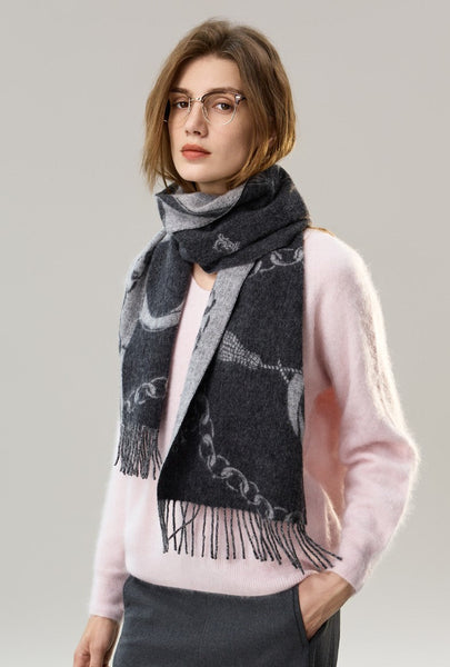 Holiday Women Scarf, Christmas Gifts for Her, Modern Wool Scarf, Warm Winter Scarf, Cold Weather Scarf, Fashion Scarf, Soft Cashmere Scarf for Girls, Elegant Designer Scarf-Paintingforhome