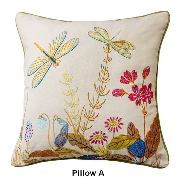 Decorative Throw Pillows for Living Room, Decorative Sofa Pillows, Butterfly Dragonfly Cotton and linen Pillow Cover, Modern Decorative Pillows for Couch-Paintingforhome