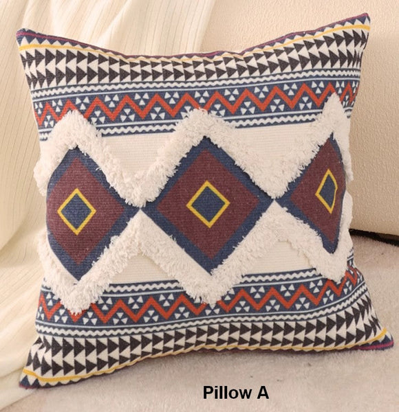 Square Pillows for Couch, Oriental Decorative Throw Pillows for Living Room, Geometric Modern Pillow Covers, Bohemian Decorative Sofa Pillows-Paintingforhome