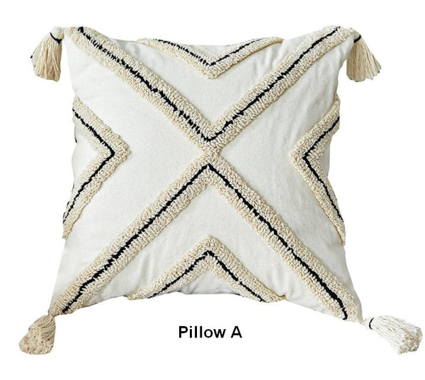 Geometric Square Modern Throw Pillows for Couch, Beige Decorative Throw Pillows, Contemporary Throw Pillow for Interior Design-Paintingforhome