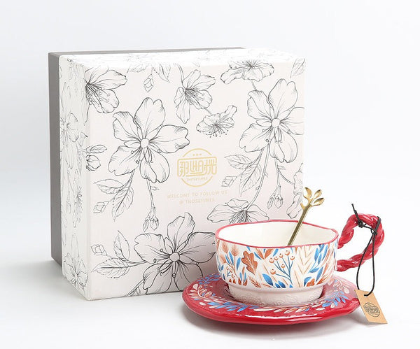 Ceramic Coffee Cup Set, Tea Cup With Saucer, Coffee Cup With Saucer, Porcelain Tea Cup Set, British Afternoon Tea Set, Gift Box Tea Set-Paintingforhome