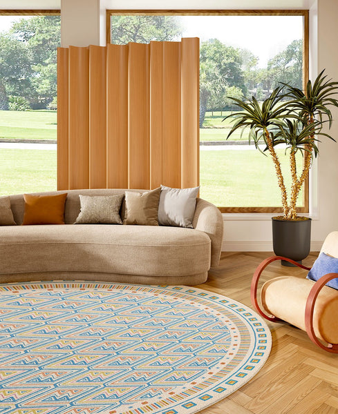 Abstract Contemporary Round Rugs for Dining Room, Circular Modern Rugs for Bathroom, Geometric Modern Rug Ideas for Living Room, Modern Rugs for Children's Room-Paintingforhome