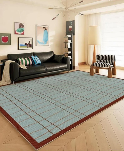 Modern Living Room Rug Ideas, Mid Century Contemporary Rugs, Geometric Modern Area Rugs, Blue Modern Rugs for Dining Room-Paintingforhome