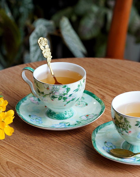 Elegant Coffee Cup, Porcelain Tea Saucer, Ceramic Tea Cup Set, Luxury Tea Cup Set, British Tea Cup Set-Paintingforhome