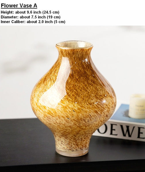 Modern Glass Bud Vases, Centerpiece Vases on Table, Handmade Liuli Vases, Color Glaze Vase, Contemporary Vases for Modern Home Decor-Paintingforhome