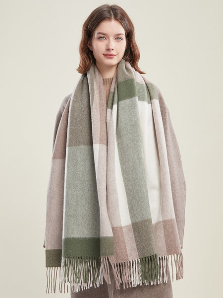 Wool Scarf for Women, Plaid Winter Shawl, Soft Wool Scarf for women, Christmas Holiday Gift, Evening Wrap, Large Winter Shawl, Elegant Shawl, Warm Cape, Winter Scarves-Paintingforhome