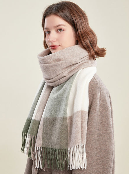 Wool Scarf for Women, Plaid Winter Shawl, Soft Wool Scarf for women, Christmas Holiday Gift, Evening Wrap, Large Winter Shawl, Elegant Shawl, Warm Cape, Winter Scarves-Paintingforhome