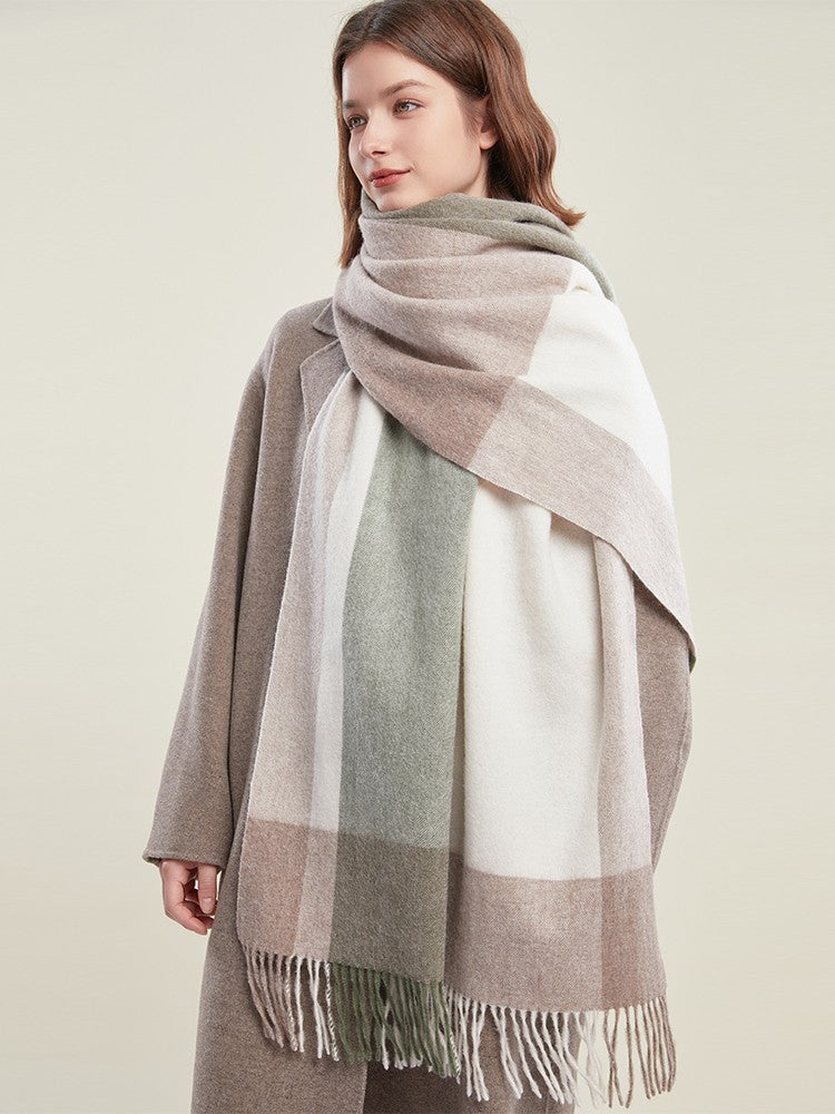 Wool Scarf for Women, Plaid Winter Shawl, Soft Wool Scarf for women, Christmas Holiday Gift, Evening Wrap, Large Winter Shawl, Elegant Shawl, Warm Cape, Winter Scarves-Paintingforhome