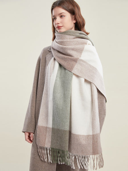 Wool Scarf for Women, Plaid Winter Shawl, Soft Wool Scarf for women, Christmas Holiday Gift, Evening Wrap, Large Winter Shawl, Elegant Shawl, Warm Cape, Winter Scarves-Paintingforhome