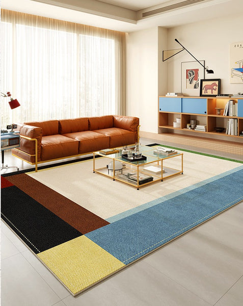 Modern Living Room Rug Ideas, Geometric Contemporary Area Rugs, Mid Century Modern Rugs, Colorful Modern Rugs for Bedroom-Paintingforhome