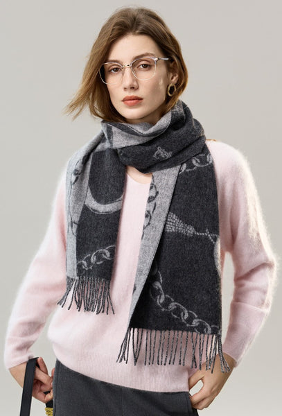 Holiday Women Scarf, Christmas Gifts for Her, Modern Wool Scarf, Warm Winter Scarf, Cold Weather Scarf, Fashion Scarf, Soft Cashmere Scarf for Girls, Elegant Designer Scarf-Paintingforhome