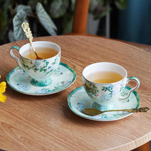 Elegant Coffee Cup, Porcelain Tea Saucer, Ceramic Tea Cup Set, Luxury Tea Cup Set, British Tea Cup Set-Paintingforhome