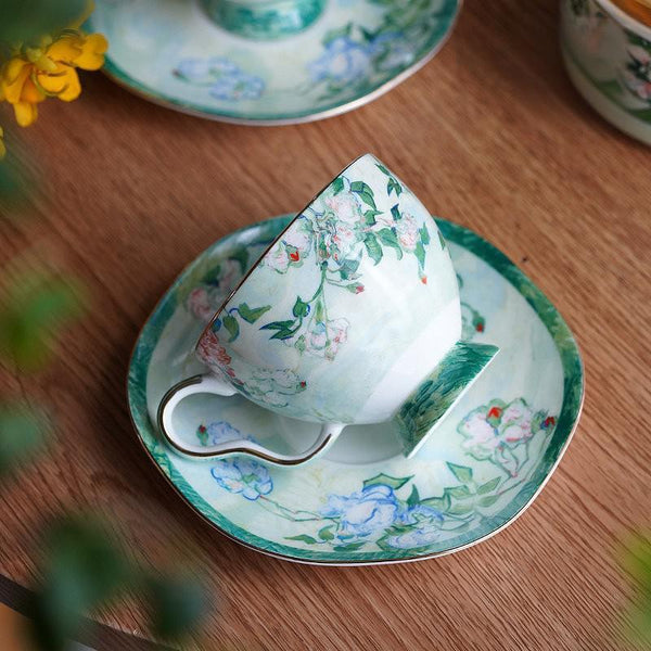 Elegant Coffee Cup, Porcelain Tea Saucer, Ceramic Tea Cup Set, Luxury Tea Cup Set, British Tea Cup Set-Paintingforhome
