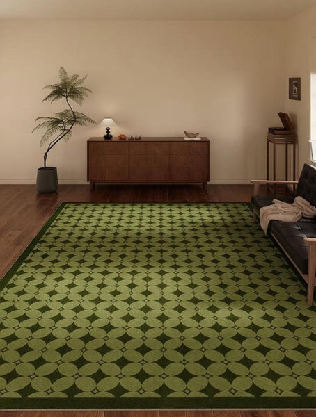 Mid Century Modern Rugs, Green Absract Rugs for Bedroom, Contemporary Modern Rugs for Living Room, Minimalist Geometric Rugs for Living Room-Paintingforhome