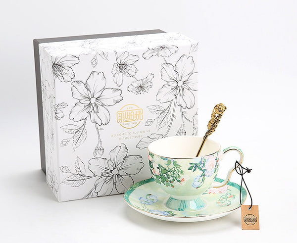 Elegant Coffee Cup, Porcelain Tea Saucer, Ceramic Tea Cup Set, Luxury Tea Cup Set, British Tea Cup Set-Paintingforhome