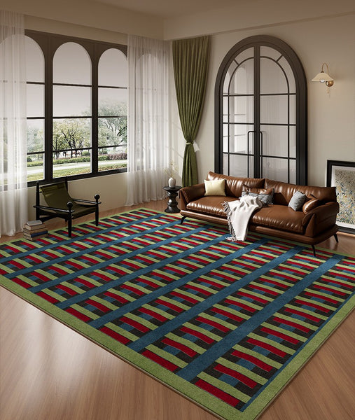 Colorful Absract Rugs for Bedroom, Minimalist Geometric Rugs for Living Room, Mid Century Modern Rugs, Contemporary Modern Rugs for Living Room-Paintingforhome