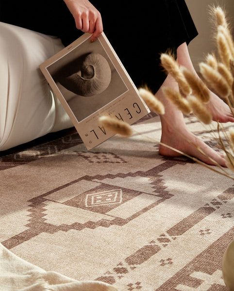 Large Contemporary Area Rugs for Dining Room, Modern Rugs for Living Room, Mid Century Area Rugs for Bedroom-Paintingforhome