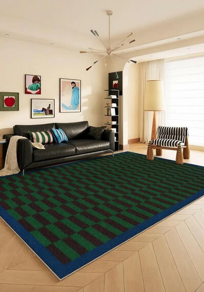 Modern Living Room Rug Ideas, Geometric Contemporary Area Rugs, Green Mid Century Modern Rugs, Colorful Modern Rugs for Dining Room-Paintingforhome