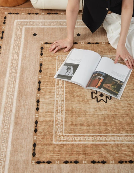 Contemporary Rugs for Bedroom, Mid Century Modern Rugs Next to Bed, Abstract Modern Carpets for Living Room, Modern Rugs for Dining Room-Paintingforhome