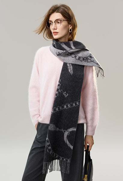 Holiday Women Scarf, Christmas Gifts for Her, Modern Wool Scarf, Warm Winter Scarf, Cold Weather Scarf, Fashion Scarf, Soft Cashmere Scarf for Girls, Elegant Designer Scarf-Paintingforhome