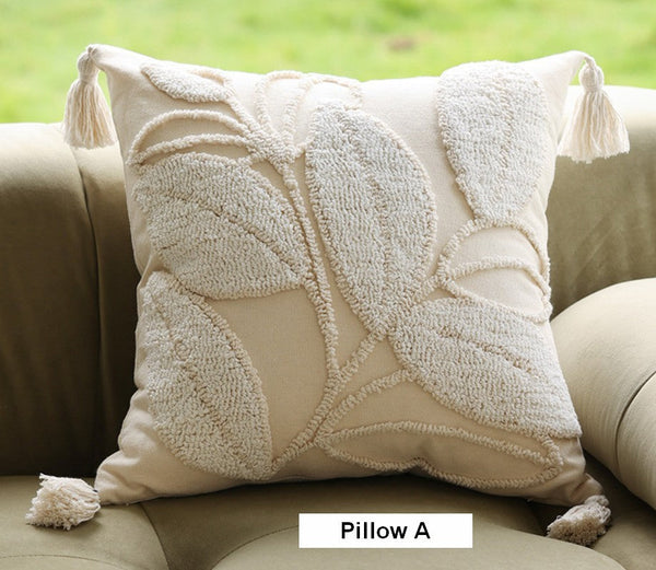 Contemporary Modern Sofa Pillow Covers, Square Modern Throw Pillows for Couch, Leaf Decorative Pillows for Bedroom, Modern Decorative Pillows for Interior Design-Paintingforhome