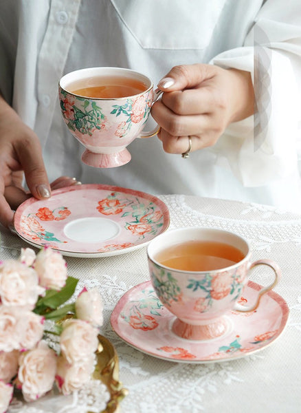 Porcelain Tea cups, British Tea Cup Set, Afternoon Tea Cup with Saucer Set, Elegant Coffee Cup, Porcelain Coffee Cups, Coffee Cup in Gift Box, Vintage Tea Cup Set-Paintingforhome