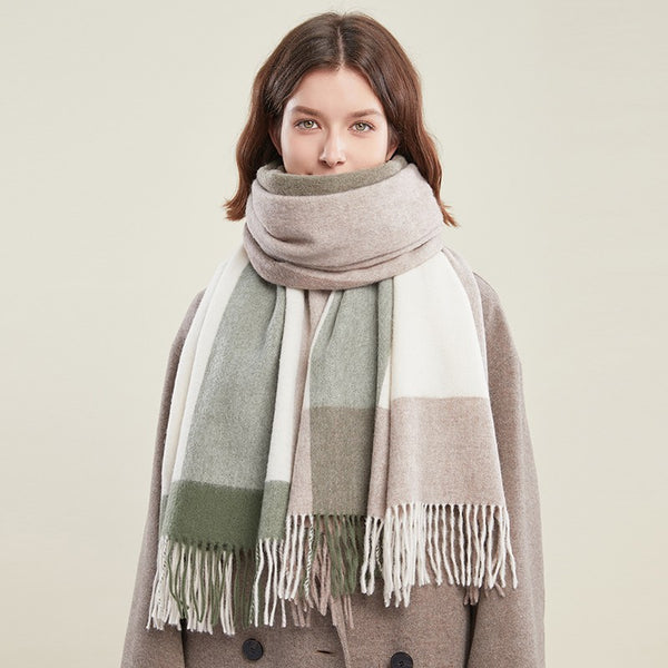 Wool Scarf for Women, Plaid Winter Shawl, Soft Wool Scarf for women, Christmas Holiday Gift, Evening Wrap, Large Winter Shawl, Elegant Shawl, Warm Cape, Winter Scarves-Paintingforhome