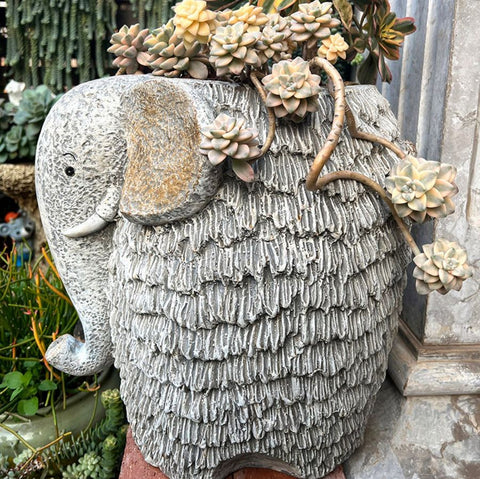 Elephant Flower Pot, Modern Animal Statue for Garden Ornaments, Large Elephant Flowerpot, Resin Statue for Garden, Villa Outdoor Decor Gardening Ideas-Paintingforhome