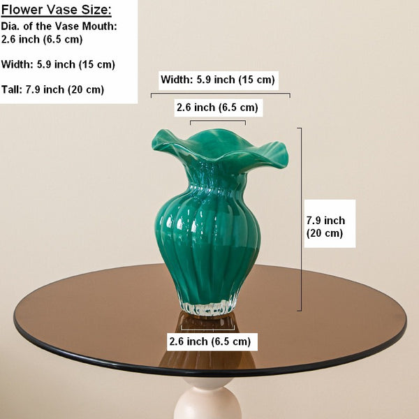 Unique Handmade Liuli Vases, Color Glaze Vase, Contemporary Vases for Modern Home Decor, Green Glass Bud Vases, Centerpiece Vases on Table-Paintingforhome