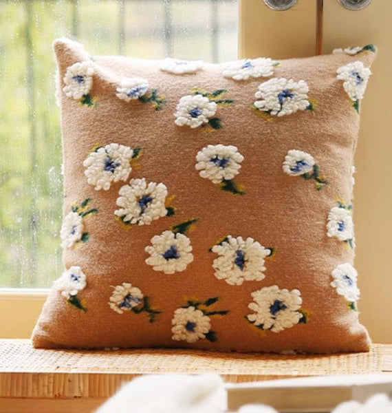 Square Modern Throw Pillows for Couch, Contemporary Modern Sofa Pillows, Flower Decorative Pillow Covers, Decorative Pillows for Bedroom-Paintingforhome