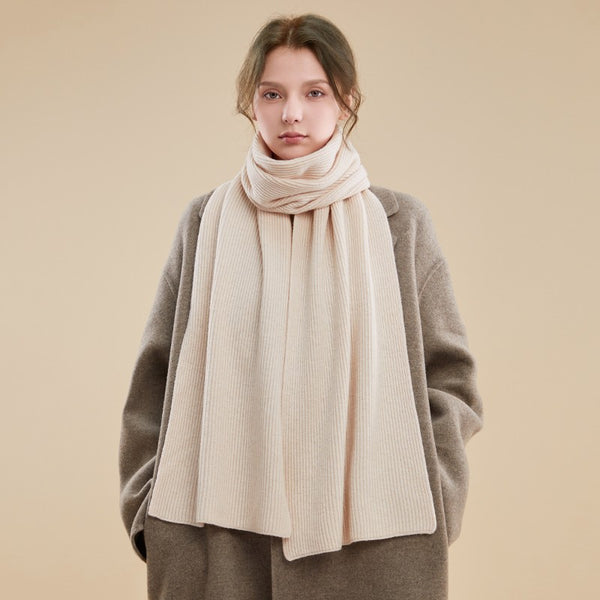 Beige Winter Scarf, Fashion Designer Scarf, Cold Weather Scarf, Cashmere Scarf for Women, Casual Scarf for Women, Modern Wool Scarf for Women-Paintingforhome